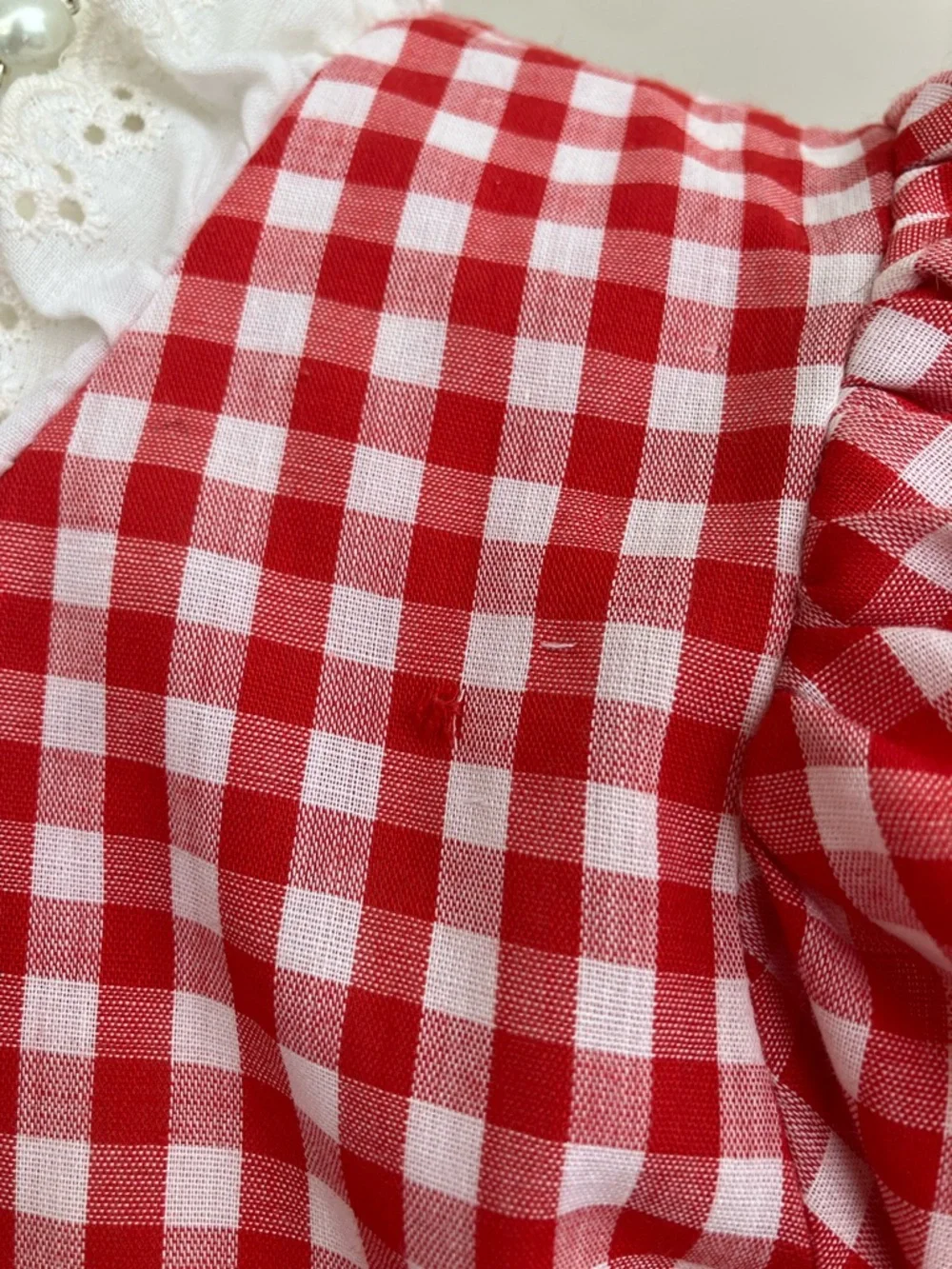 Vintage 60s Red & White Puff Sleeve Circle Skirt Gingham Square Dance Dress - Picture 4 of 10